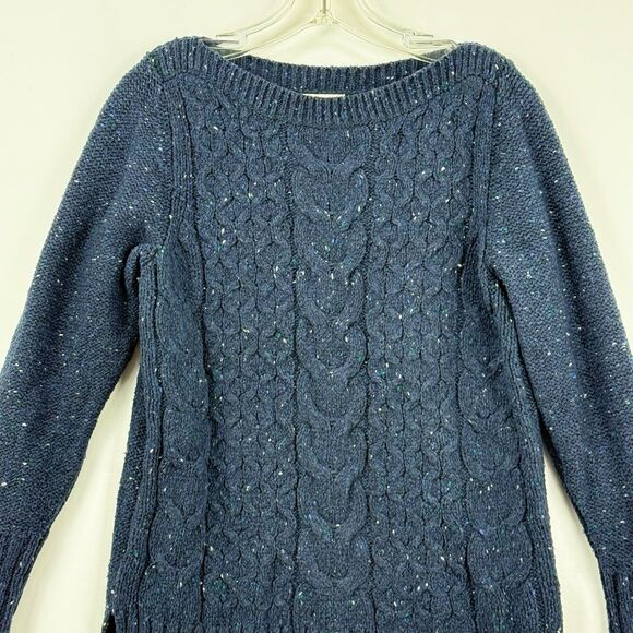 St John's Bay Women's Long Sleeve Cable Knit Sweater Size MP Blue Marble - Picture 3 of 16
